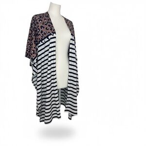 LuLaRoe Kimono Cardigan S/M | Leopard Print & Striped Open‎ Front Cover-Up